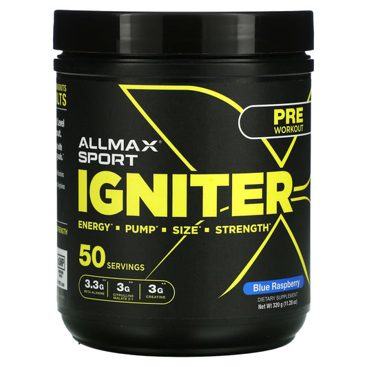 ALLMAX-Igniter-Pre-Workout-Blue Raspberry-11.28 oz (320 g)