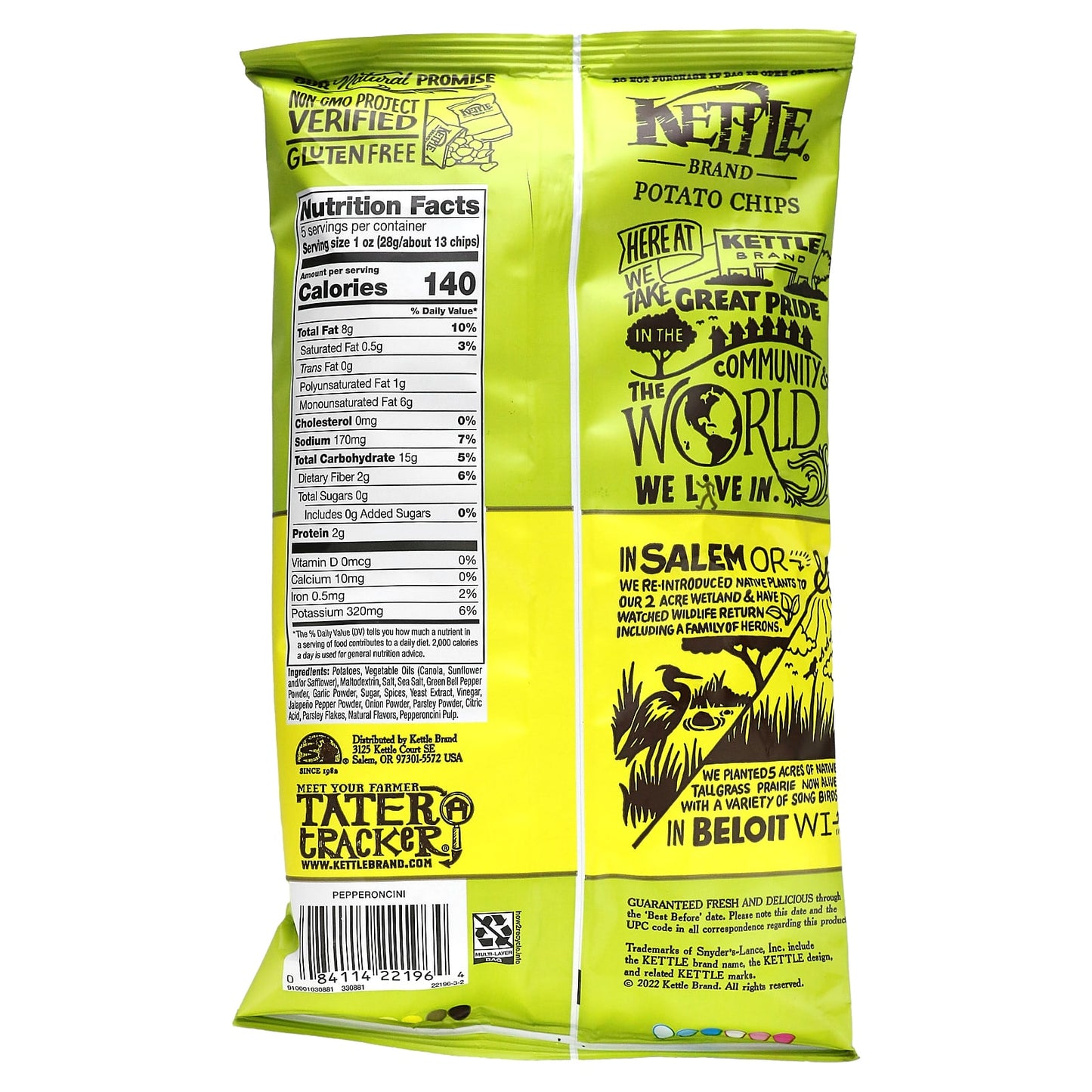 Kettle Foods, Potato Chips, Pepperoncini, 5 oz (141 g)