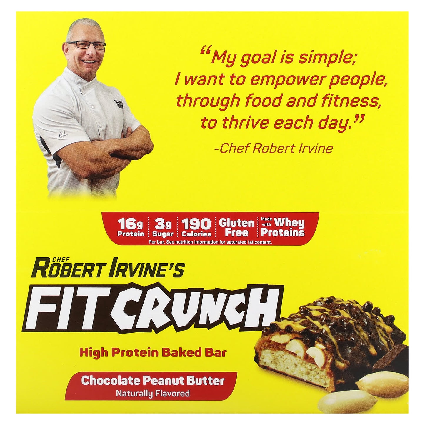 FITCRUNCH-High Protein Baked Bar-Chocolate Peanut Butter-9 Bars-1.62 oz (46 g) Each