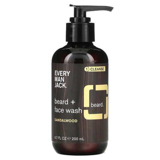 Every Man Jack-Beard + Face Wash-Sandalwood-6.7 fl oz (200 ml)