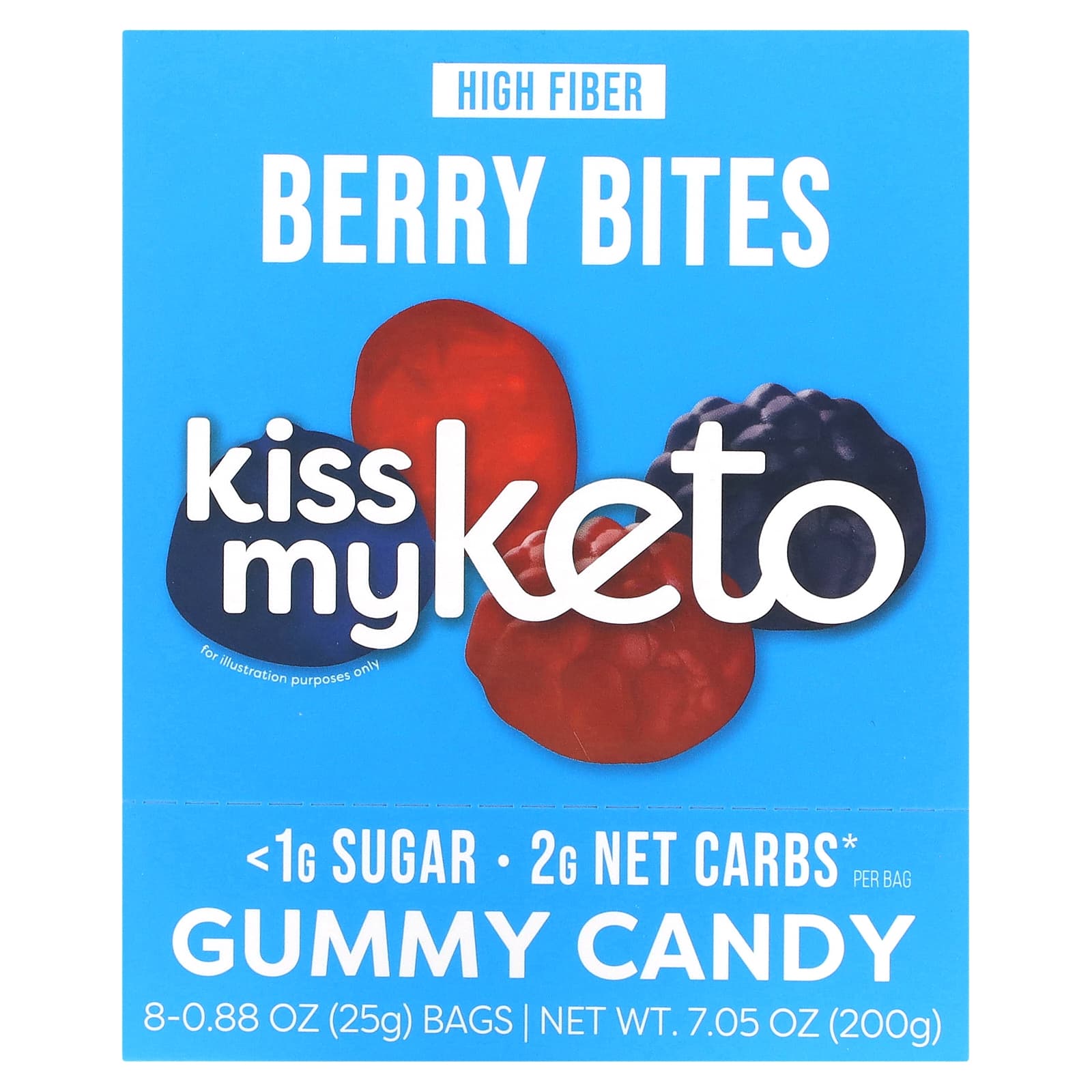 Kiss My Keto-Gummy Candy-Berry Bites-8 Bags-0.88 oz (25 g) Each