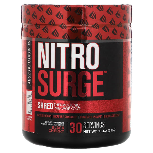 Jacked Factory-Nitro Surge-Shred Thermogenic Pre-Workout-Black Cherry-7.61 oz (216 g)