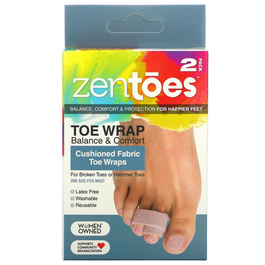 ZenToes-Toe Wrap Balance & Comfort-Cushioned Fabric Toe Wraps-2 Pack