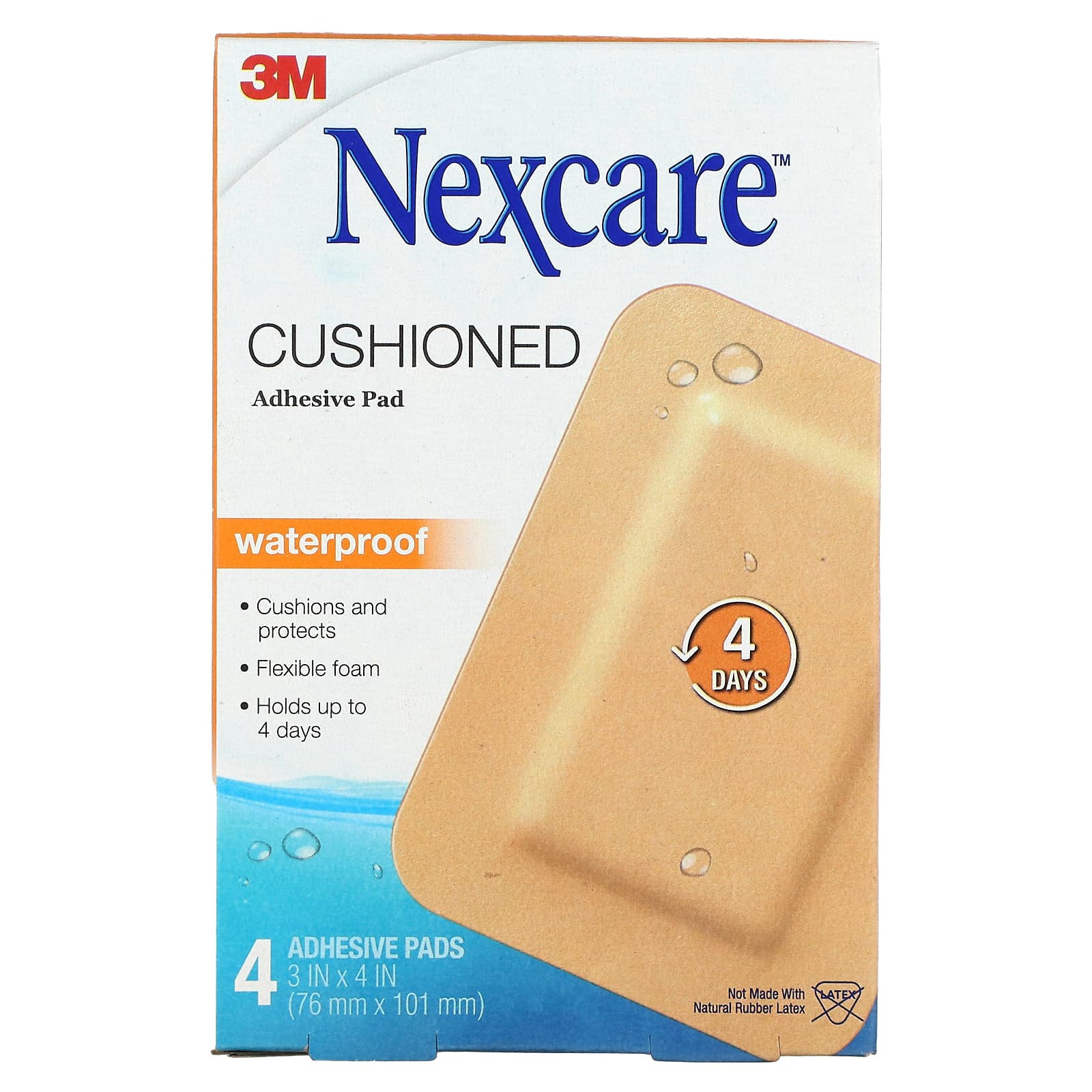 Nexcare-Cushioned Waterproof Adhesive Pad-4 Pads