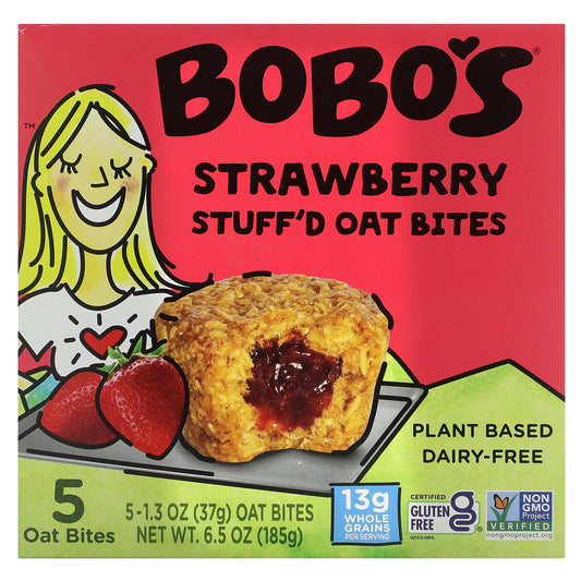 Bobo's Oat Bars-Stuff'd Oat Bites-Strawberry-5 Bites-1.3 oz (37 g) Each