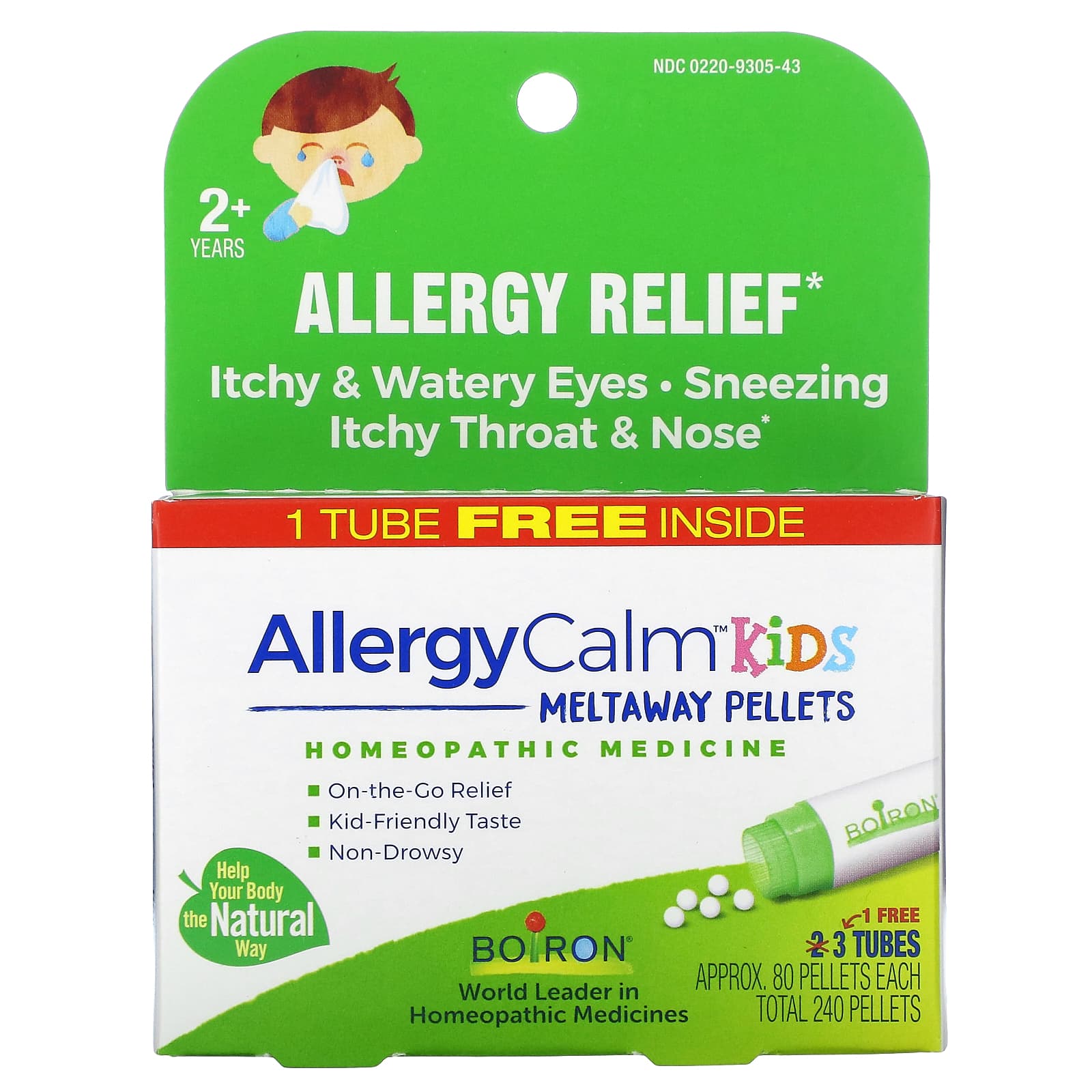 Boiron-AllergyCalm Kids-2+ Years-3 Tubes-80 Pellets Each