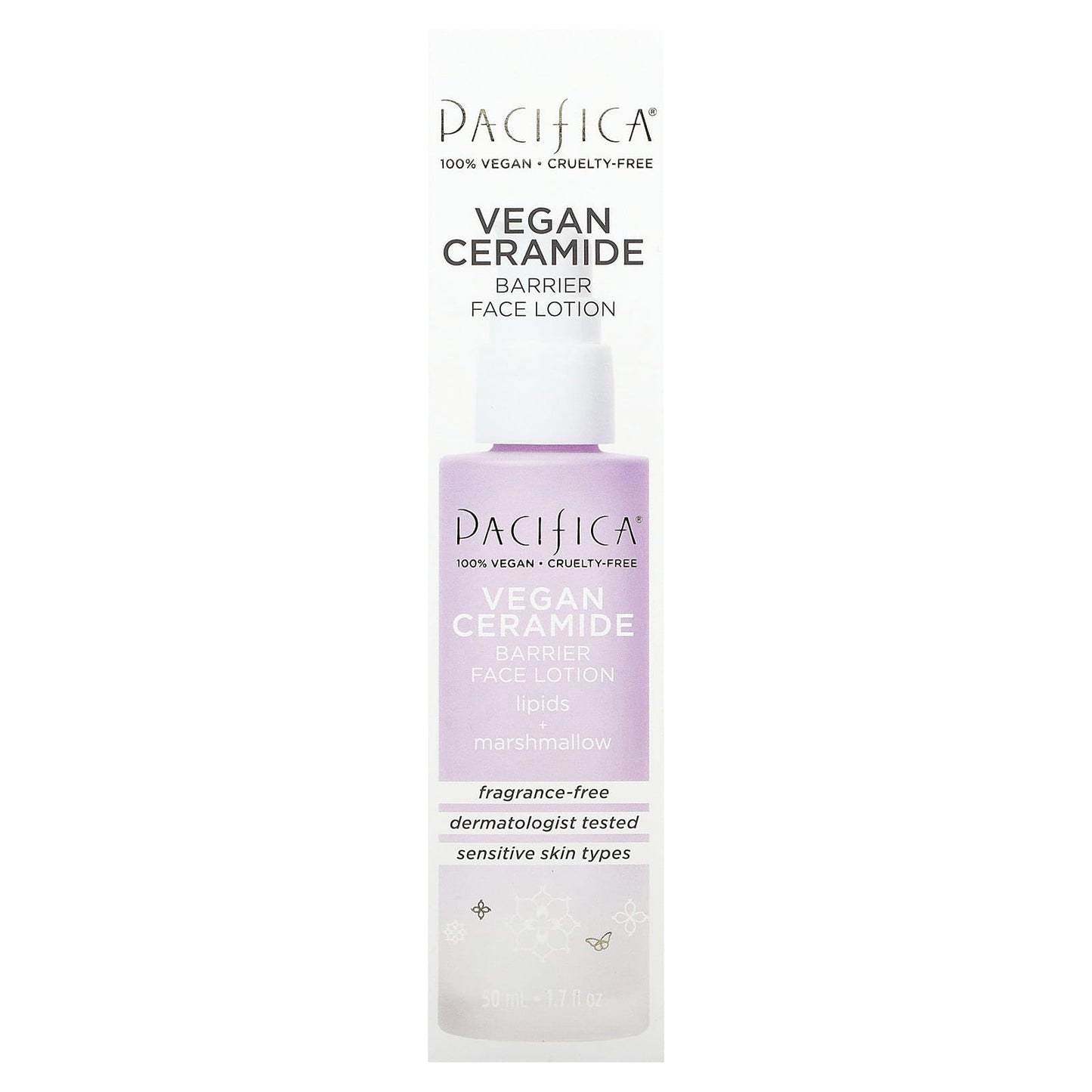 Pacifica, Vegan Ceramide, Barrier Face Lotion, Fragrance Free, 1.7 fl oz (50 ml)