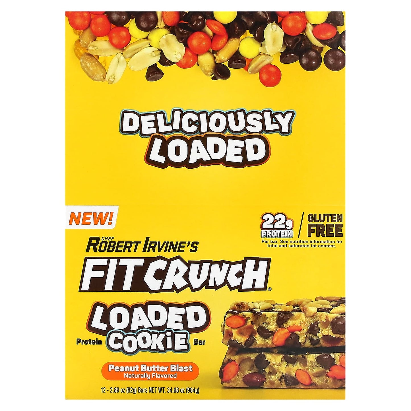 FITCRUNCH-Protein Loaded Cookie Bar-Peanut Butter Blast-12 Bars-2.89 (82 g) Each