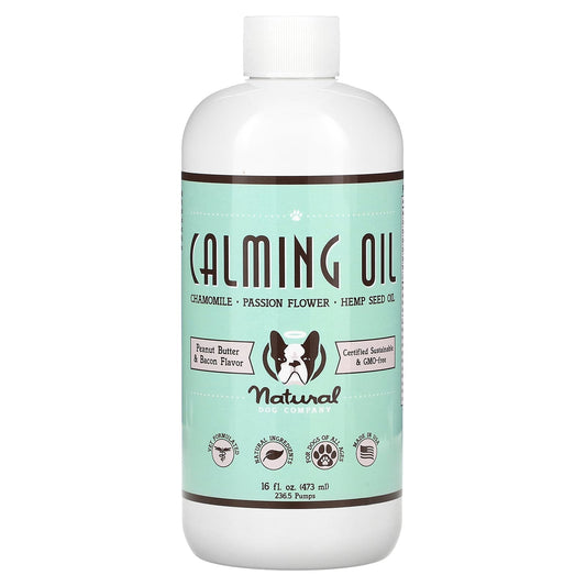 Natural Dog Company-Calming Oil-For Dogs-All Ages-Peanut Butter & Bacon-16 fl oz (473 ml)