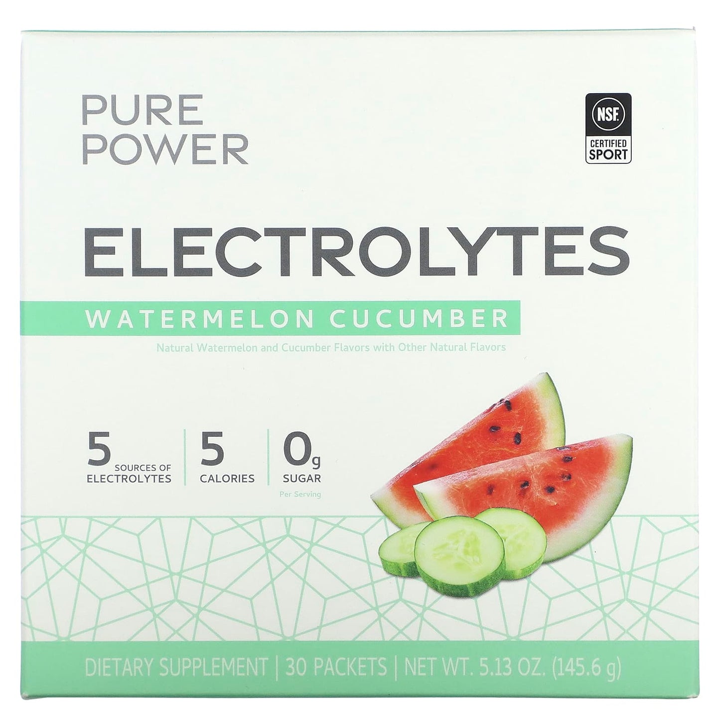 Dr. Mercola-Pure Power-Electrolytes-Watermelon Cucumber-30 Packets-5.13 oz (145.6 g)