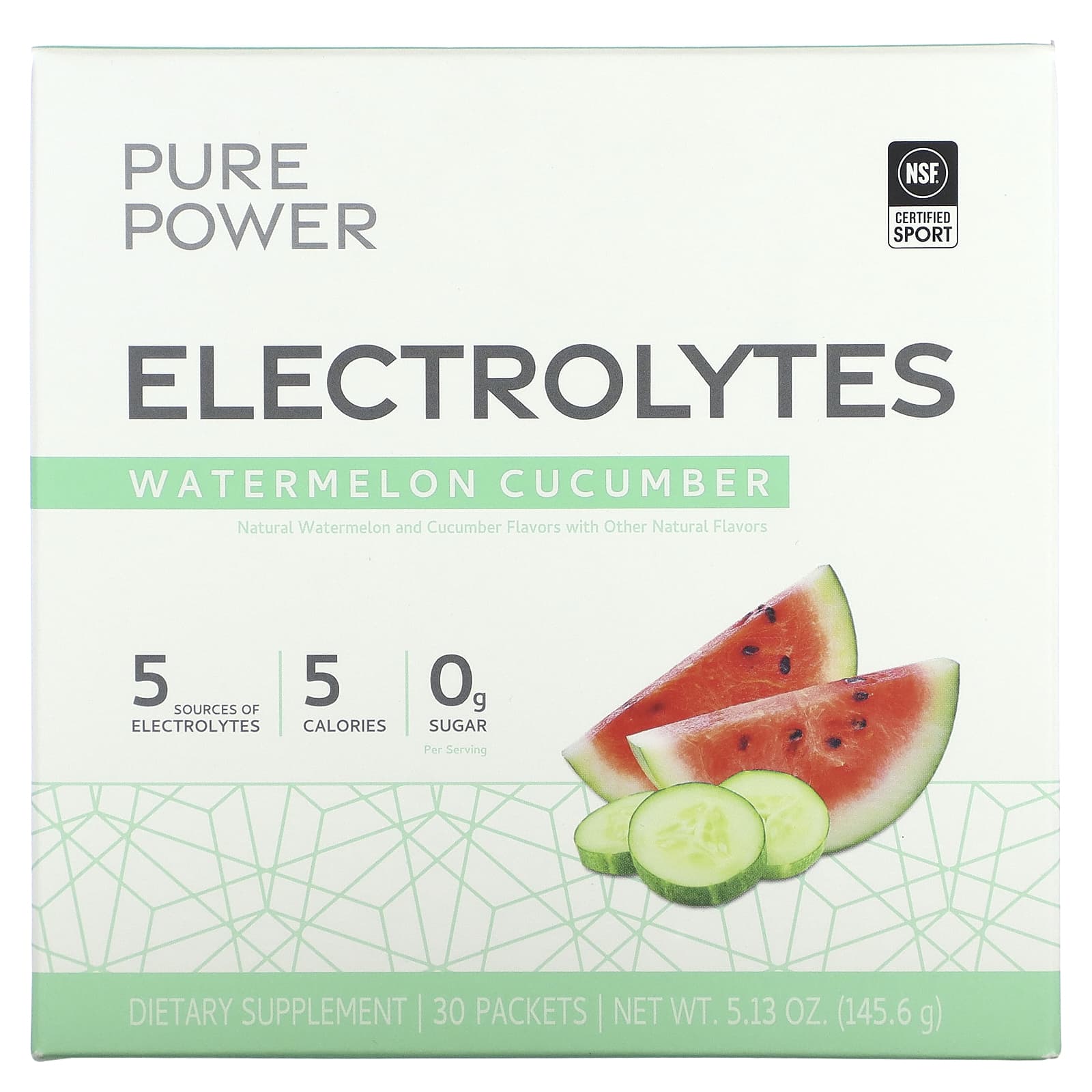 Dr. Mercola-Pure Power-Electrolytes-Watermelon Cucumber-30 Packets-5.13 oz (145.6 g)