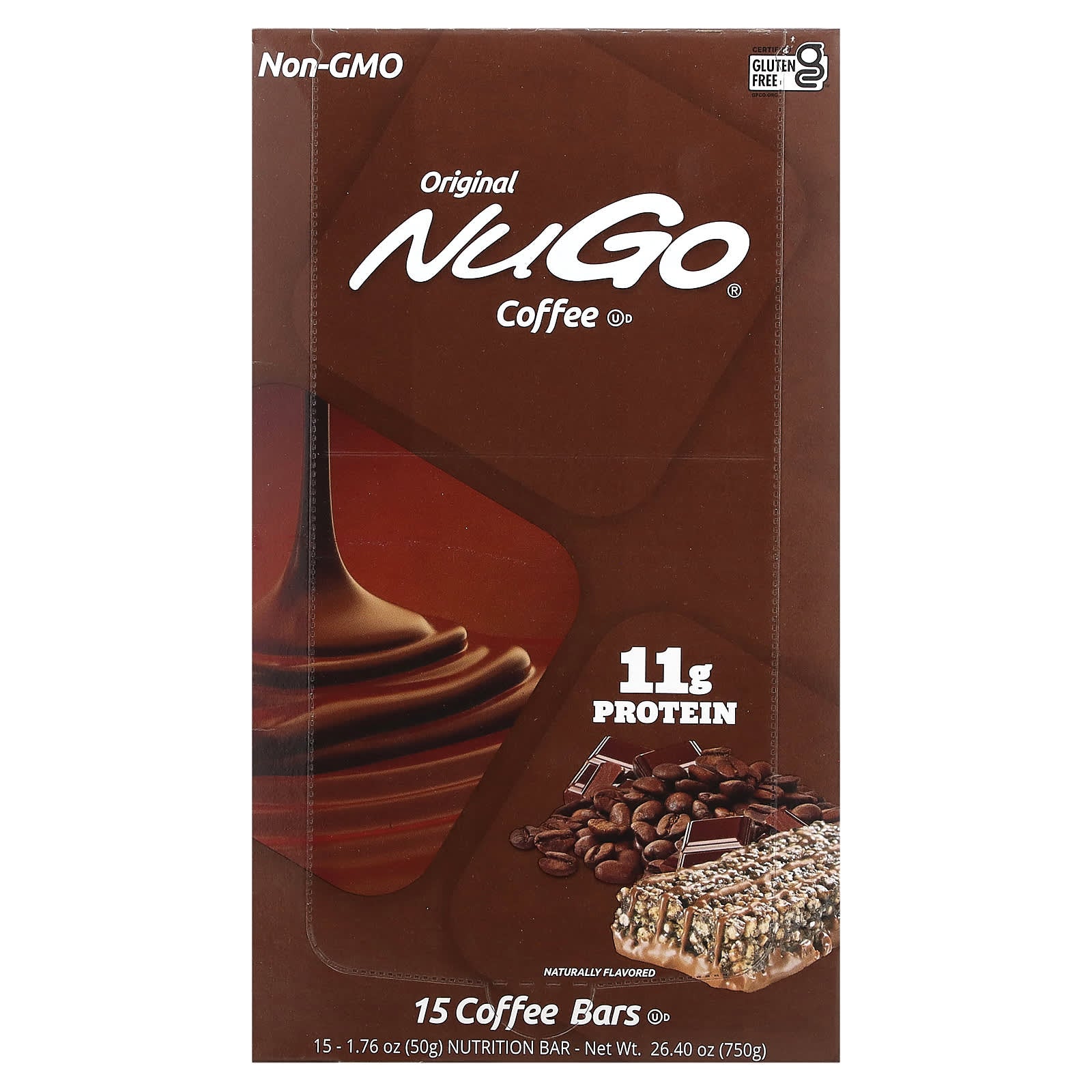 NuGo Nutrition-Coffee Nutrition Bar-15 Bars 1.76 oz (50 g) Each