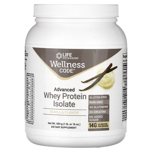 Life Extension-Wellness Code-Advanced Whey Protein Isolate-Vanilla-1 lb (454 g)