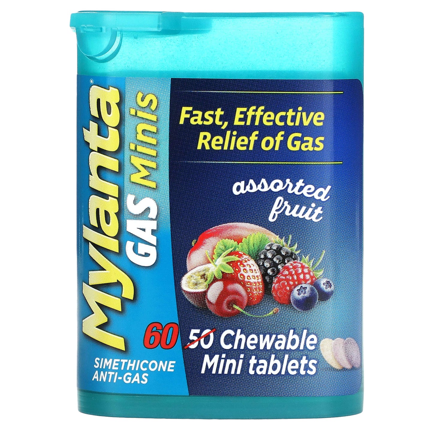 Mylanta, Gas Minis, Assorted Fruit, 60  Chewable Mini Tablets