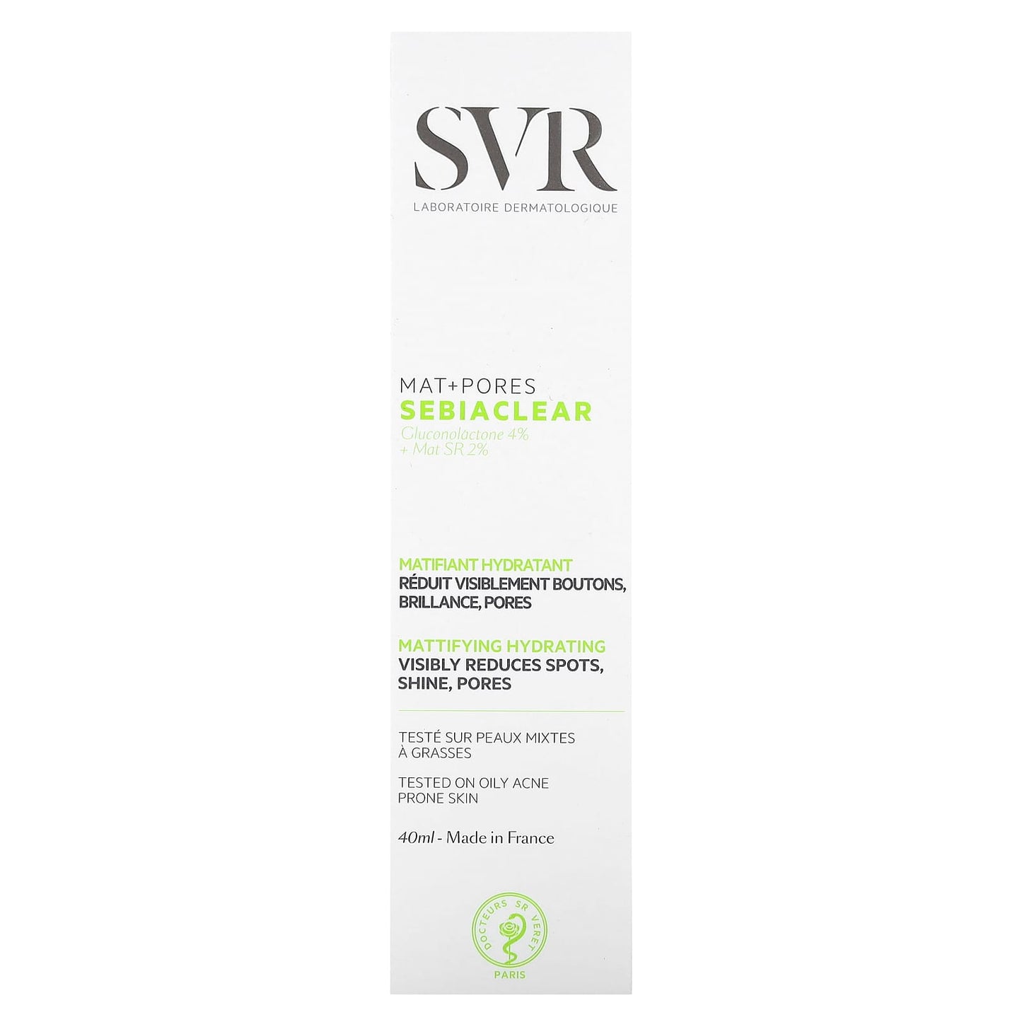 SVR, Sebiaclear, Mat + Pores Cream, Fresh, 1.4 fl oz (40 ml)