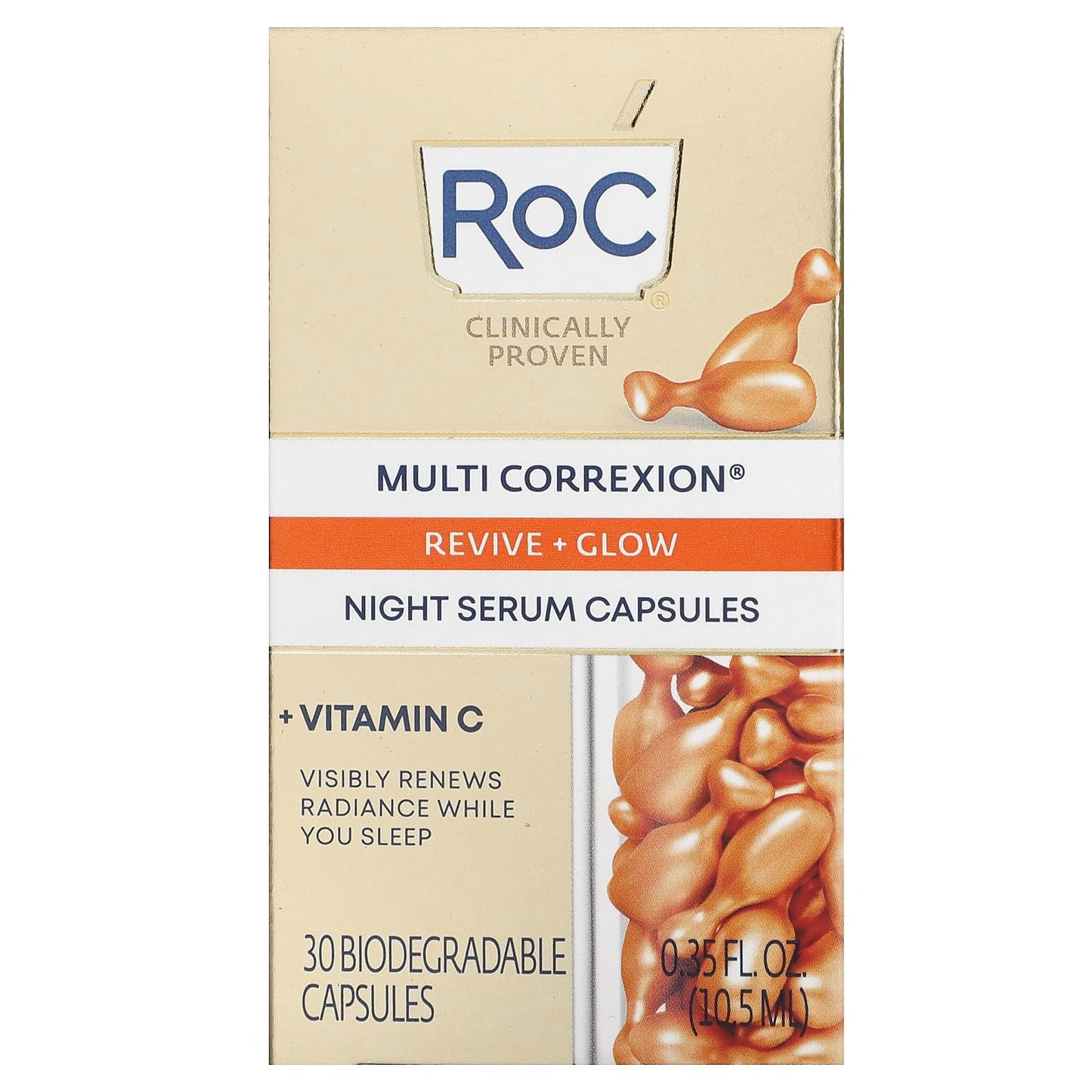 RoC, Multi Correxion, Night Serum Capsules, Fragrance Free, 30 Biodegradable Capsules, 0.35 fl oz (10.5 ml)