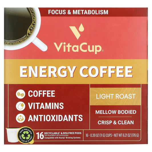 VitaCup-Energy Coffee-Light Roast-16 Cups-0.39 oz (11 g) Each