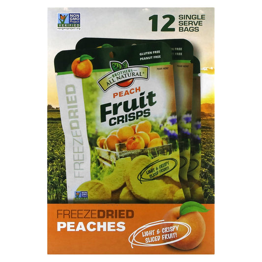 Brothers-All-Natural-Fruit Crisps-Peach-12 Single Serve Bags-0.28 oz (8 g) Each