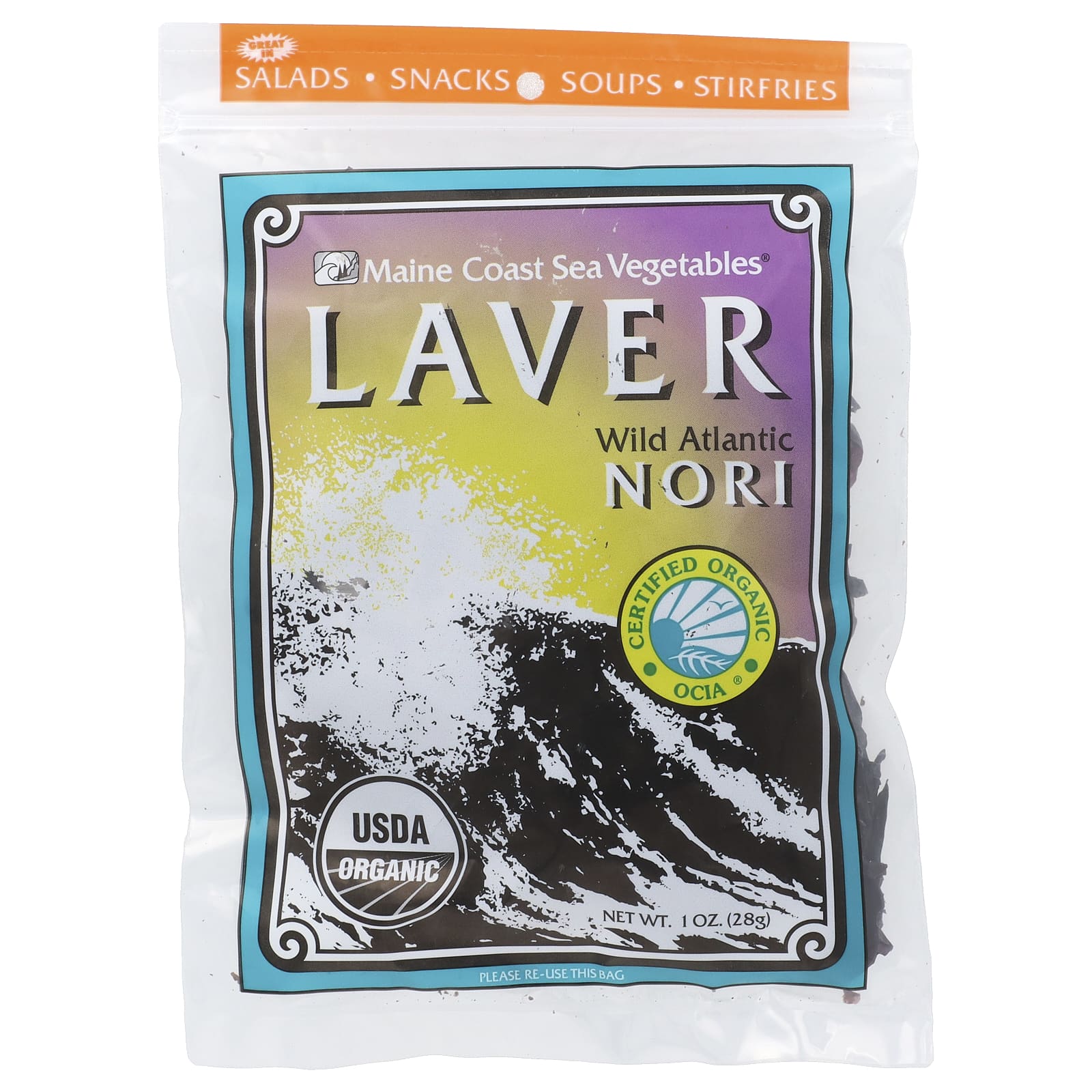 Maine Coast Sea Vegetables-Laver-Wild Atlantic Nori-1 oz (28 g)