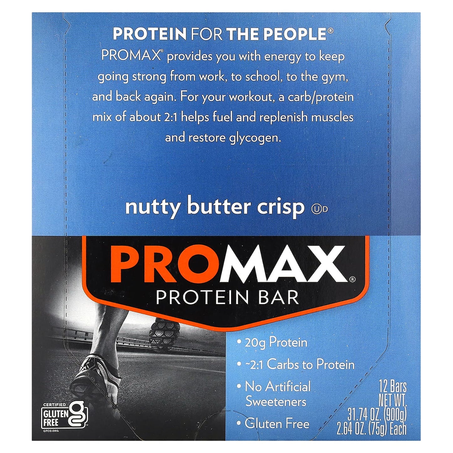 NuGo Nutrition-Promax Protein Bar-Nutty Butter Crisp-12 Bars-2.64 oz (75 g) Each