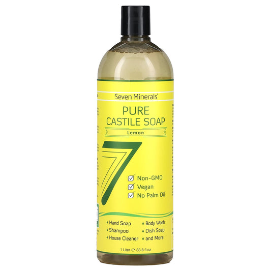 Seven Minerals-Pure Castile Soap-Lemon-33.8 fl oz (1 l)