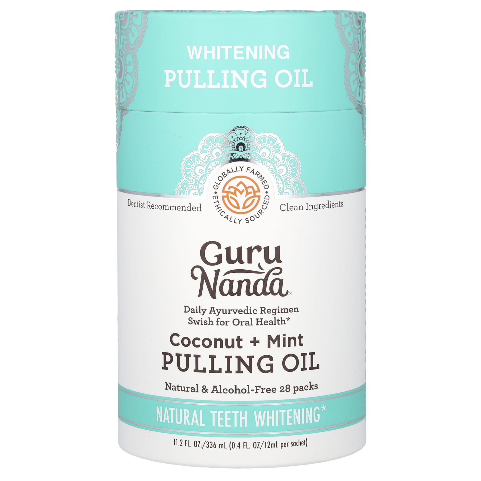 GuruNanda-Whitening Pulling Oil-Coconut + Mint-28 Pack-0.4 fl oz (12 ml) Each