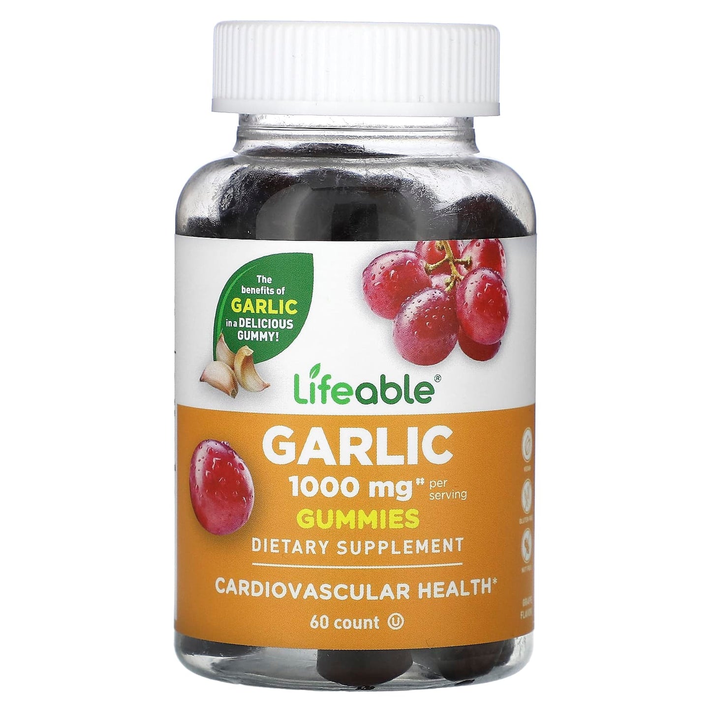 Lifeable-Garlic Gummies-Grape-1,000 mg-60 Gummies (500 mg per Gummy)