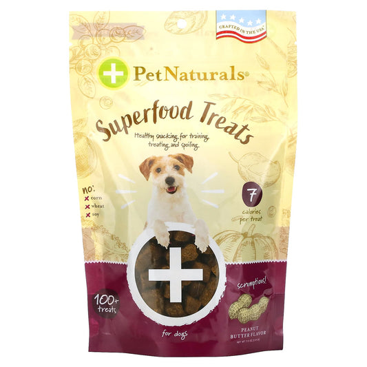 Pet Naturals-Superfood Treats for Dogs-Peanut Butter-100+ Treats-7.4 oz (210 g)