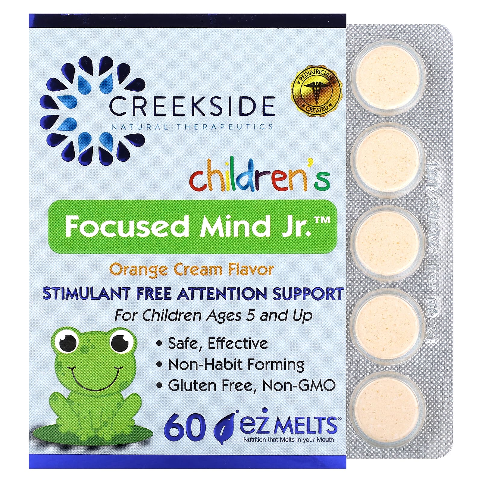 Creekside Natural Therapeutics-Children's Focused Mind Jr-Orange Cream-60 EZ-Melt Tablets