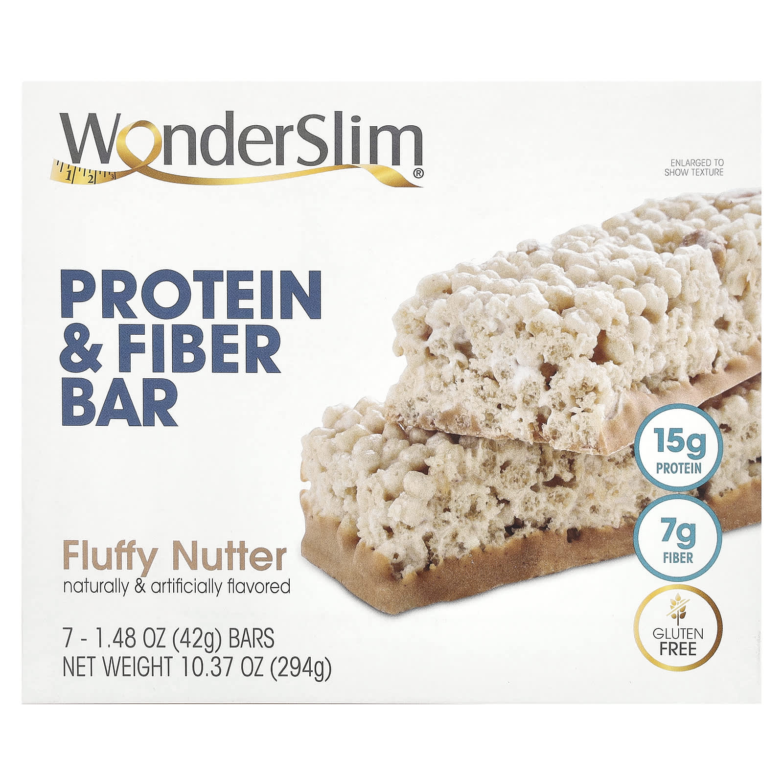 WonderSlim-Protein & Fiber Bar-Fluffy Nutter-7 Bars-1.48 oz (42 g) Each