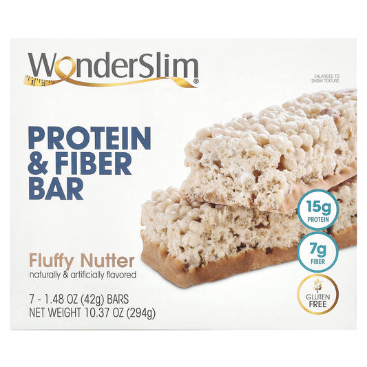 WonderSlim-Protein & Fiber Bar-Fluffy Nutter-7 Bars-1.48 oz (42 g) Each