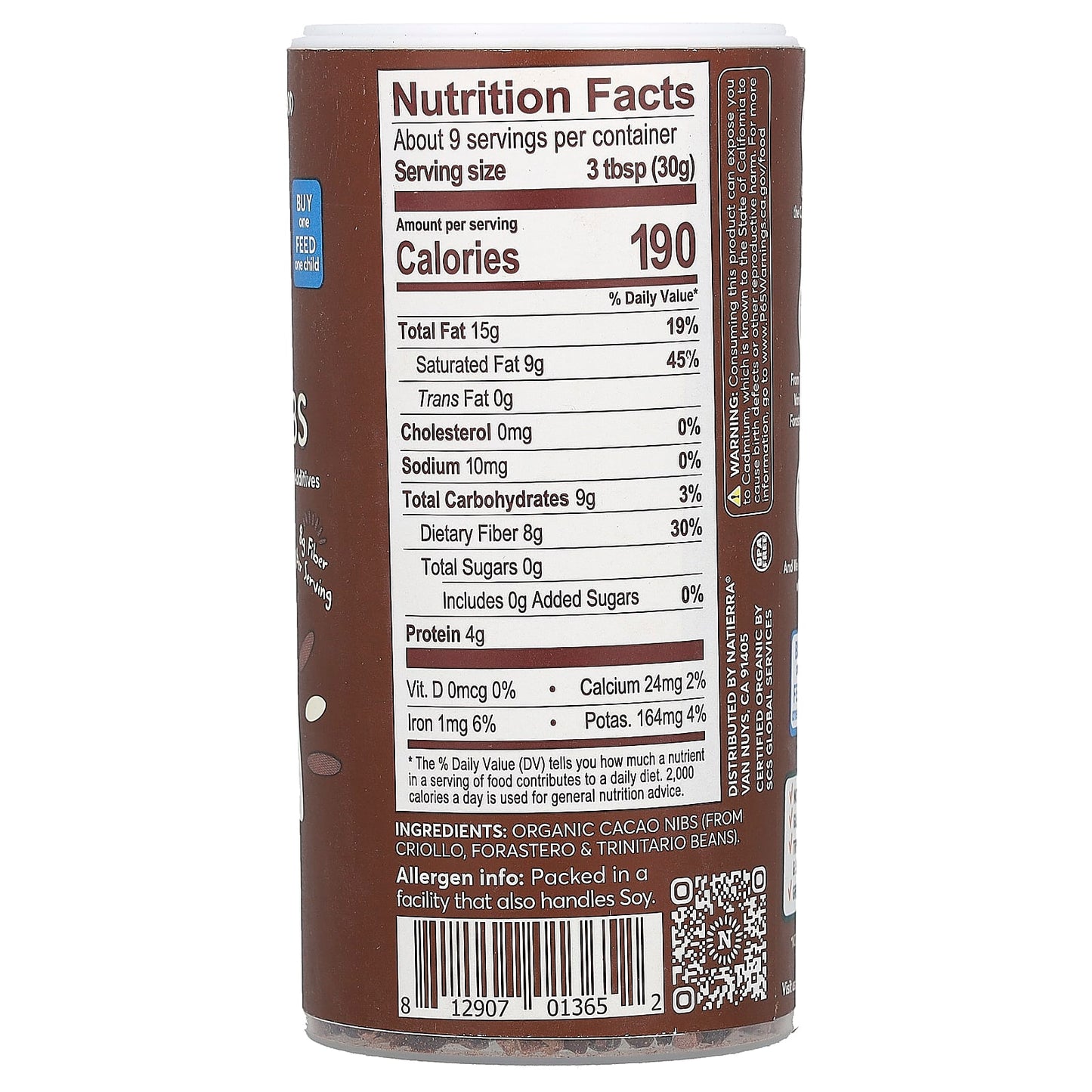 Natierra, Organic Cacao Nibs Shaker, 5 oz (142 g)