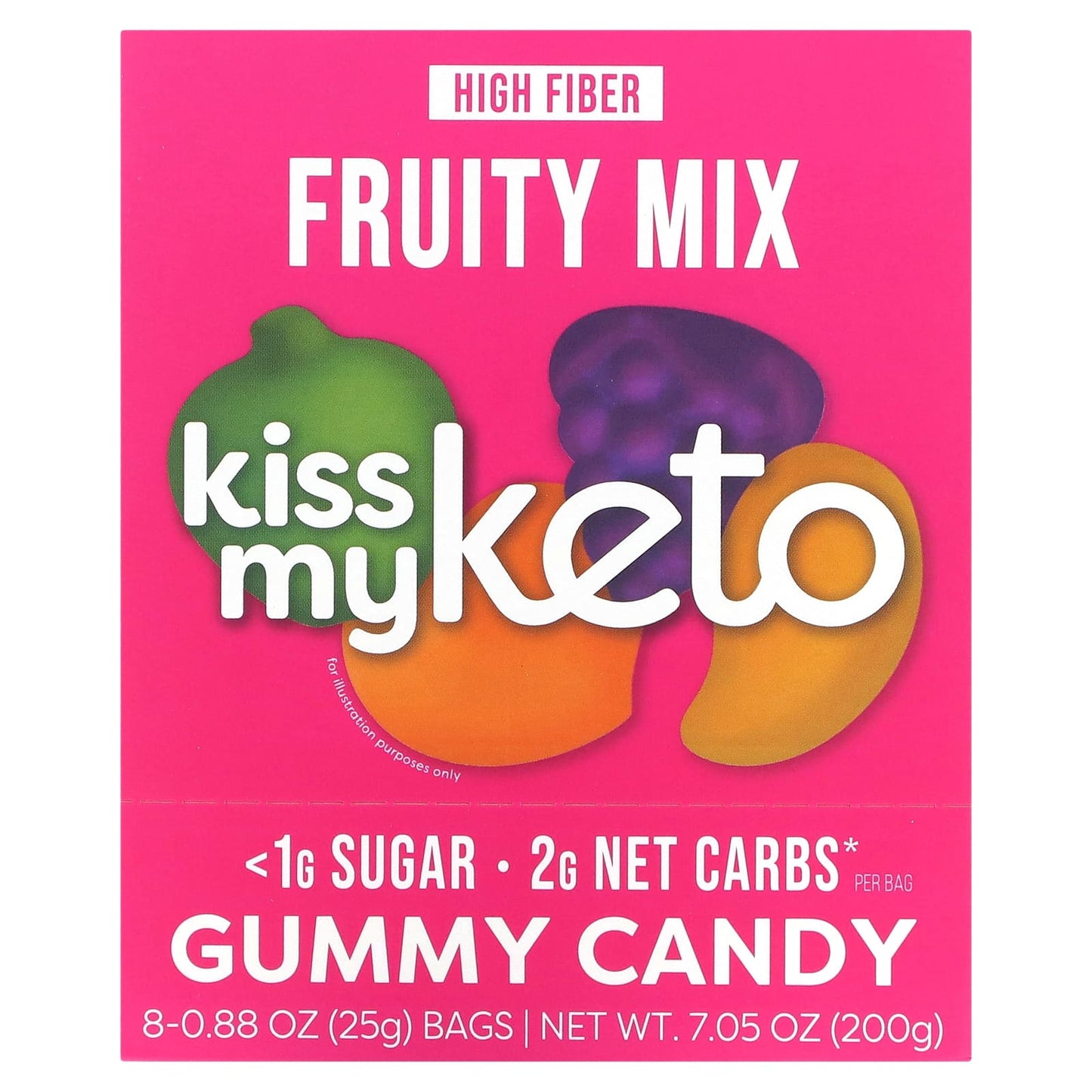 Kiss My Keto-Gummy Candy-Fruity Mix-8 Bags-0.88 oz (25 g) Each