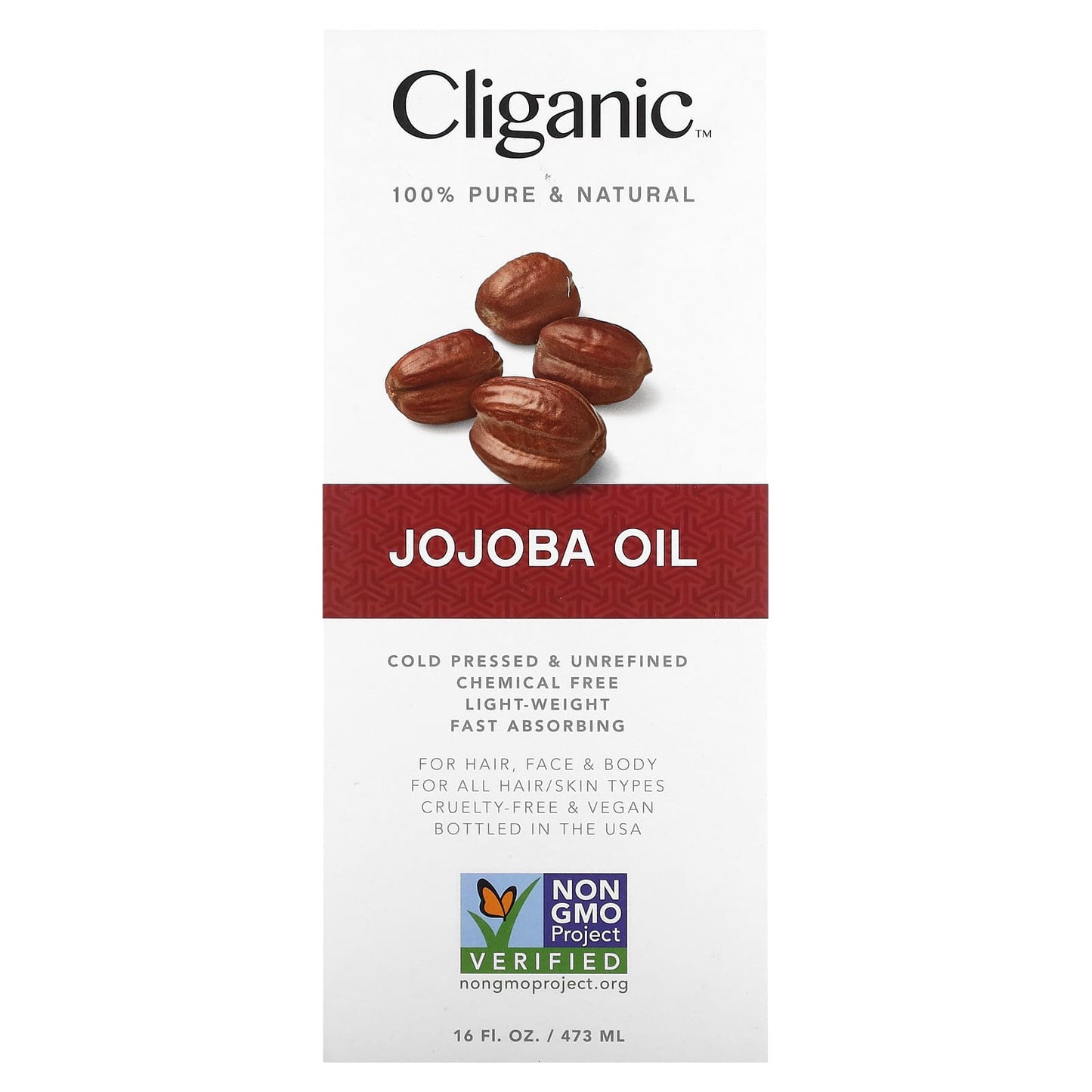 Cliganic, 100% Pure & Natural, Jojoba Oil, 16 fl oz (473 ml)