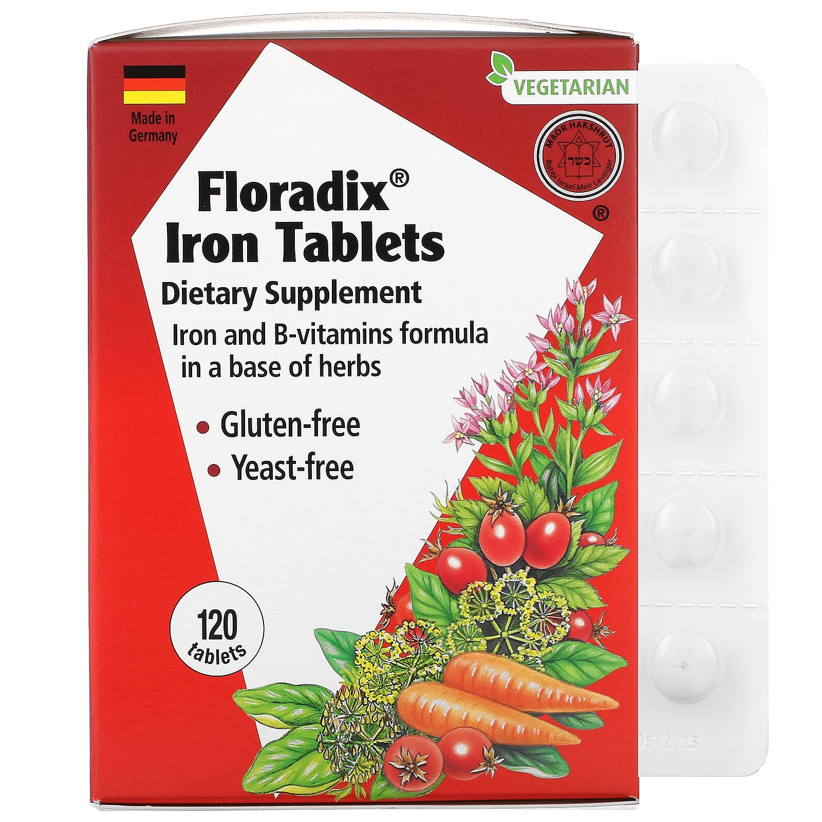 Gaia Herbs-Floradix-Iron Tablets-120 Tablets