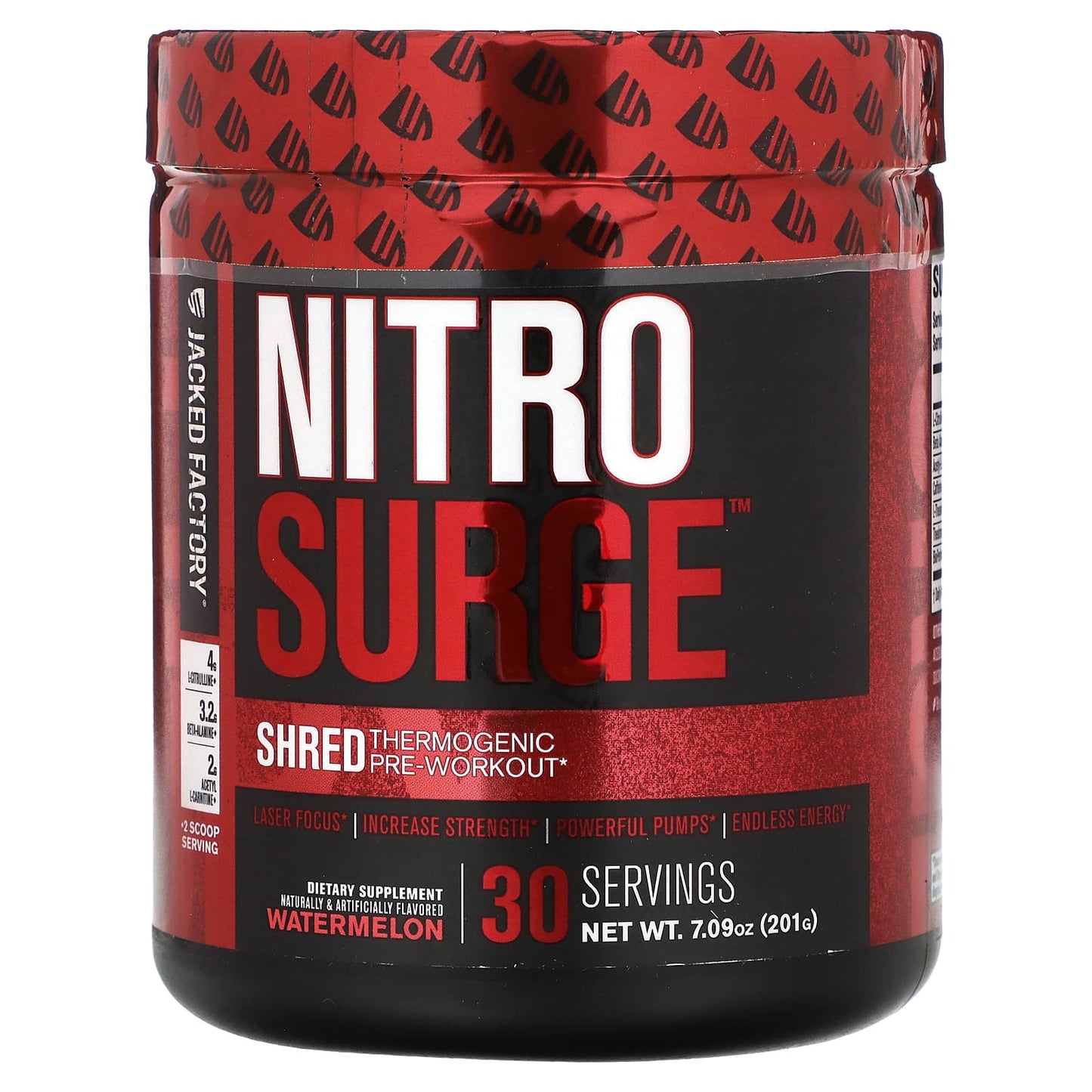 Jacked Factory-Nitro Surge-Shred Thermogenic Pre-Workout-Watermelon-7.09 oz (201 g)