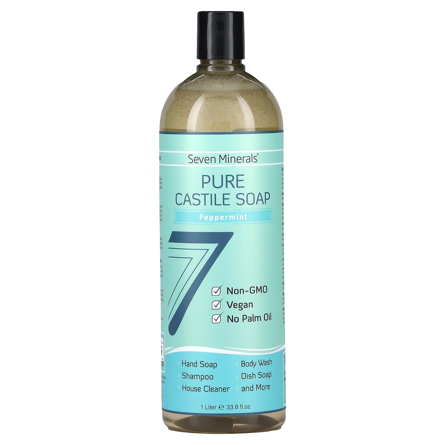 Seven Minerals-Pure Castile Soap-Peppermint-33.8 fl oz (1 l)