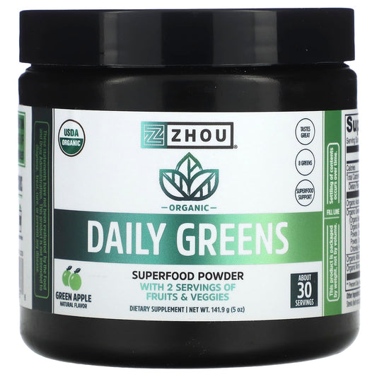 Zhou Nutrition-Organic Daily Greens-Green Apple-5 oz (141.9 g)