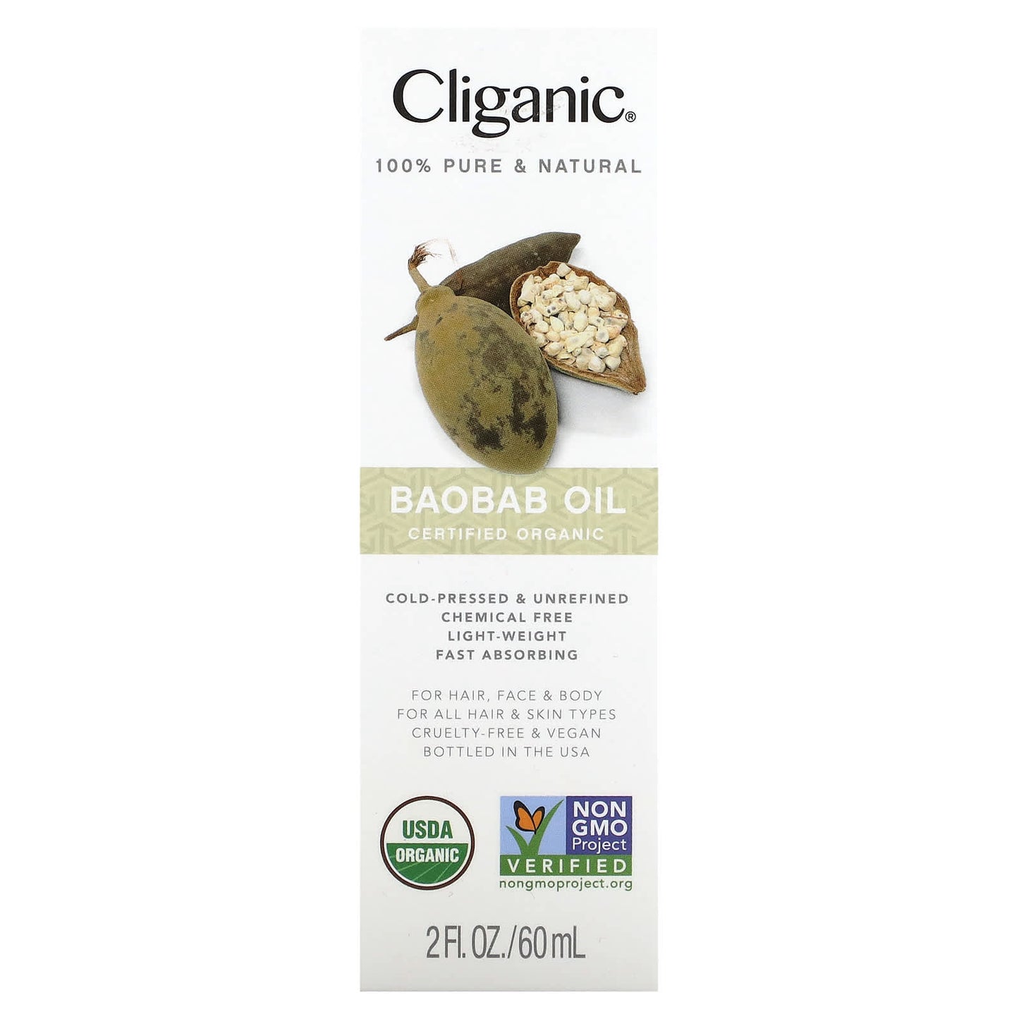 Cliganic, 100% Pure & Natural, Baobab Oil, 2 fl oz (60 ml)