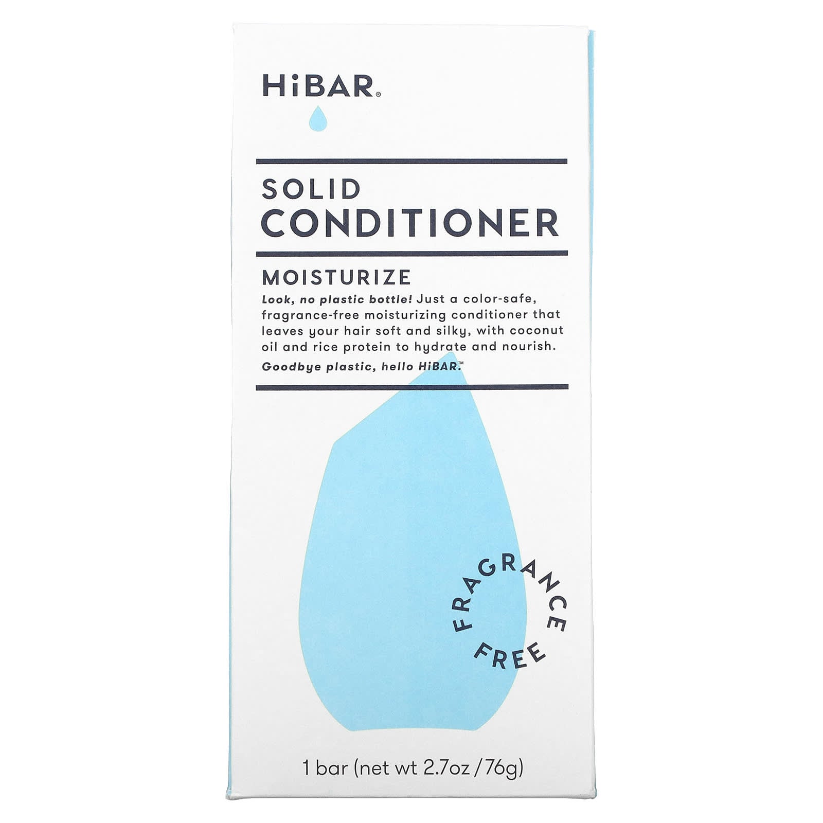 HiBAR-Solid Conditioner-Moisture-Fragrance Free-1 Bar-2.7 oz (76 g)