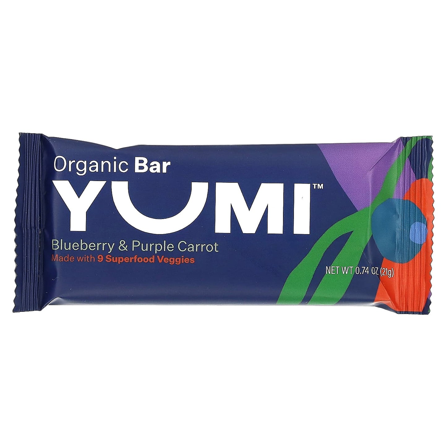 Yumi, Organic Bar, Toddler, Blueberry & Purple Carrot, 5 Bars, 0.74 oz (21 g) Each