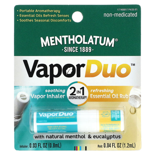 Mentholatum-Vapor Duo-2 in 1 Aromatherapy with Natural Menthol & Eucalyptus-Rub-0.04 fl oz (1.2 ml)-Inhaler-0.03 fl oz (0.8 ml)