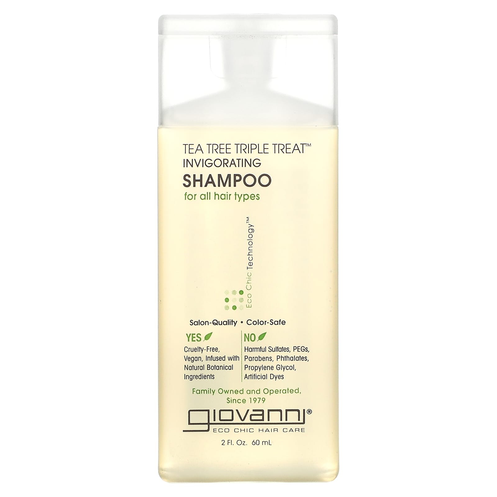 Giovanni-Tea Tree Triple Treat-Invigorating Shampoo-For All Hair Types-2 fl oz (60 ml)