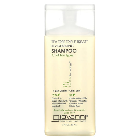 Giovanni-Tea Tree Triple Treat-Invigorating Shampoo-For All Hair Types-2 fl oz (60 ml)