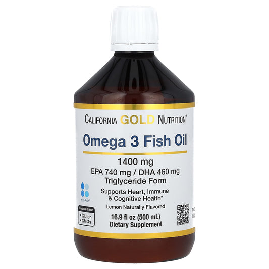 California Gold Nutrition-Norwegian Omega-3 Fish Oil-Natural Lemon Flavor-16.9 fl oz (500 ml)