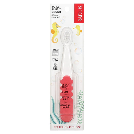 RADIUS-Totz Plus Brush-3 Years +-Extra Soft-Coral-1 Toothbrush