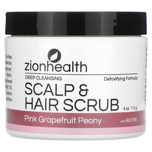 Zion Health-Scalp & Hair Scrub with Biotin-Pink Grapefruit Peony-4 oz (113 g)