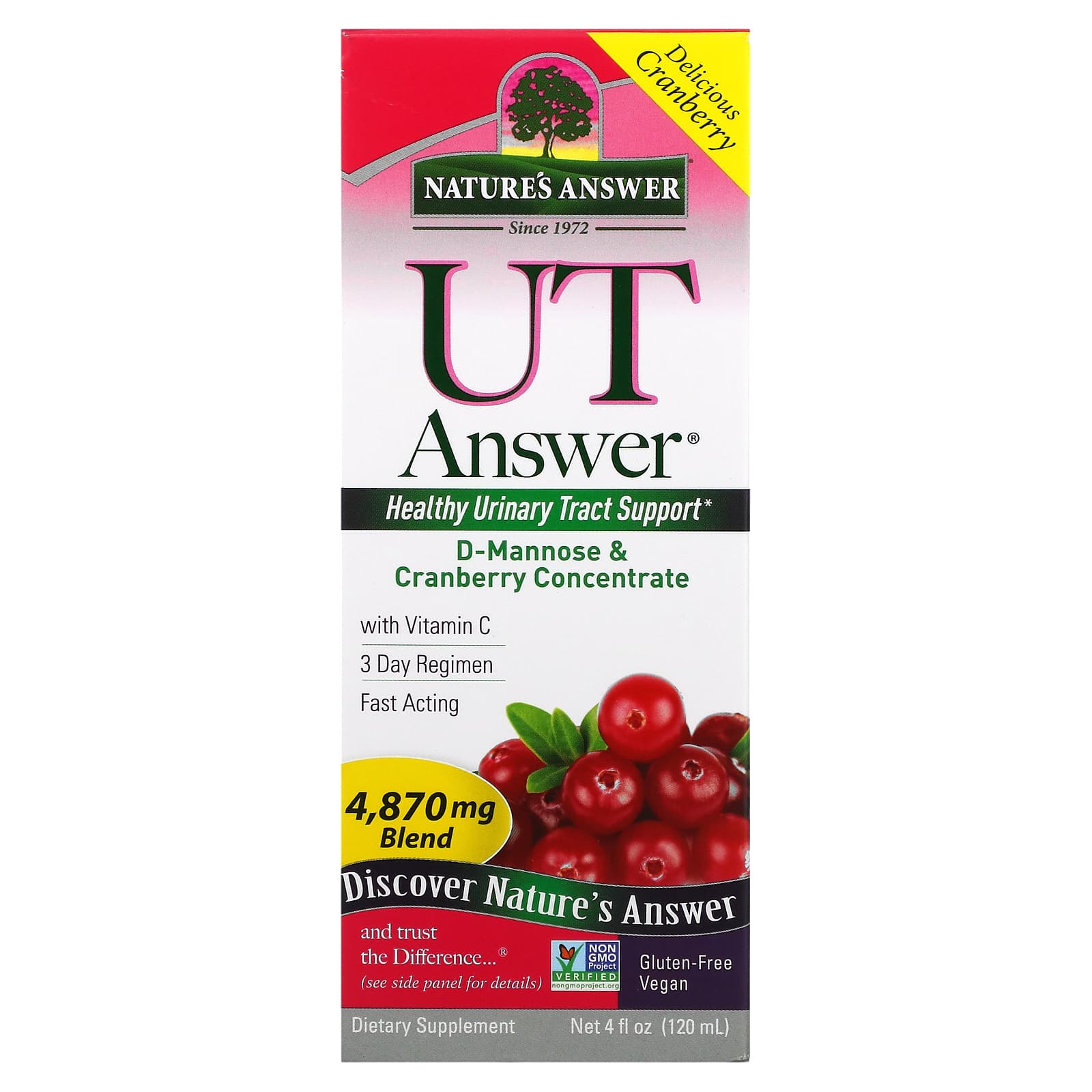 Nature's Answer-UT Answer-D-Mannose & Cranberry Concentrate-4,870 mg-4 fl oz (120 ml)