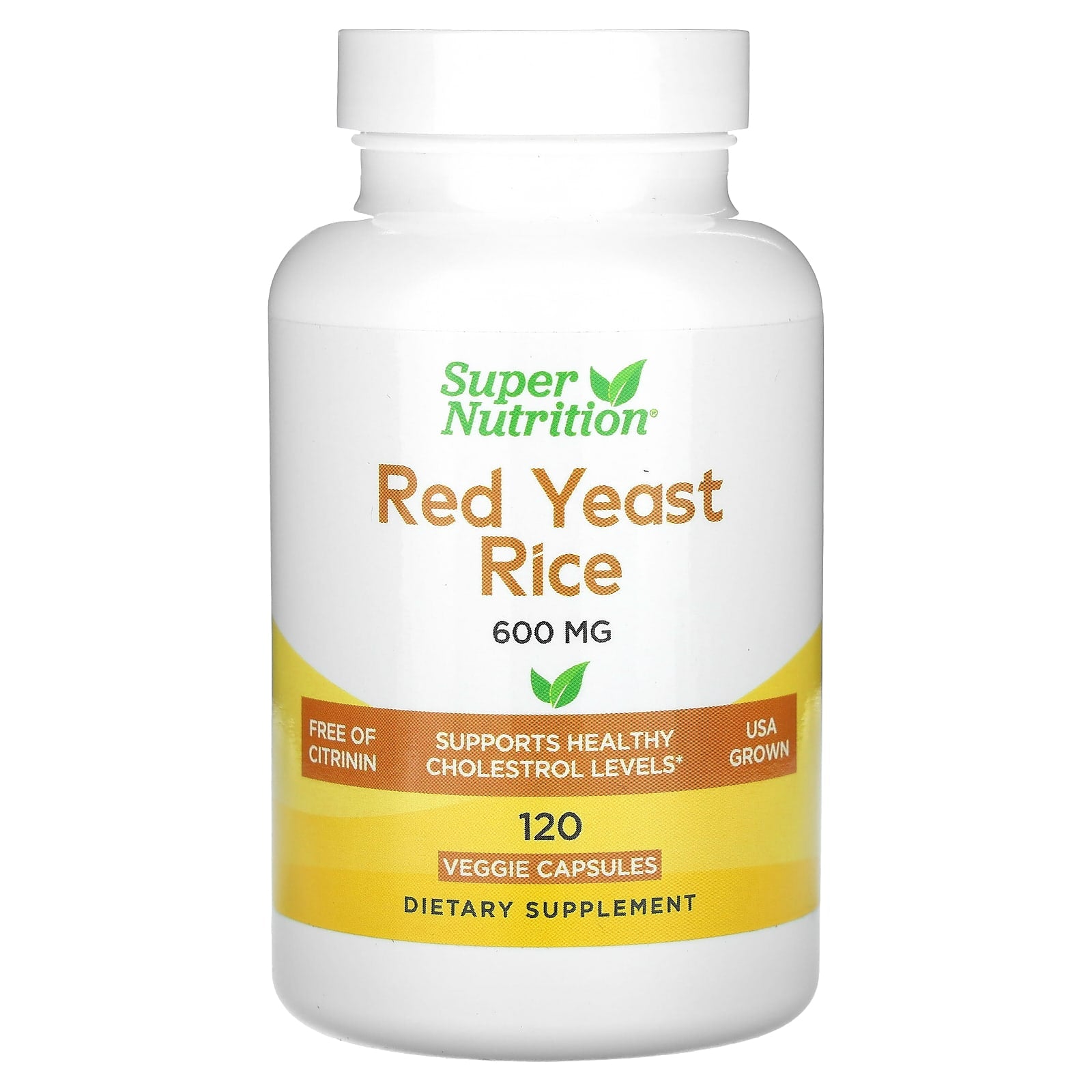 Super Nutrition-Red Yeast Rice-600 mg-120 Veggie Capsules