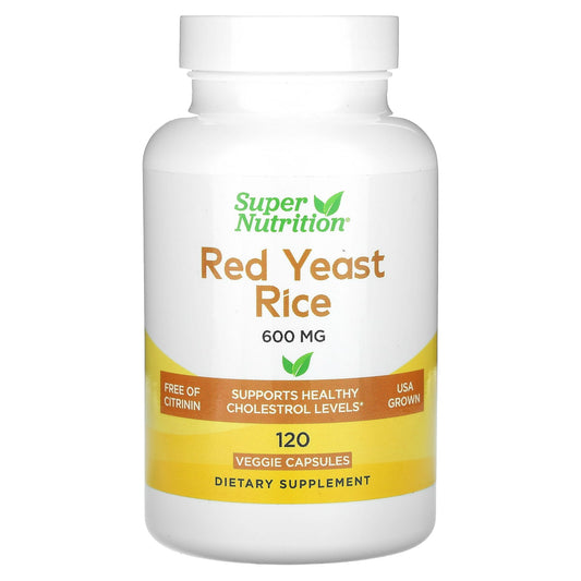 Super Nutrition-Red Yeast Rice-600 mg-120 Veggie Capsules